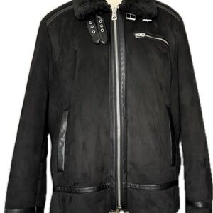 GuessMen's Black Faux Suede Shearling Jacket